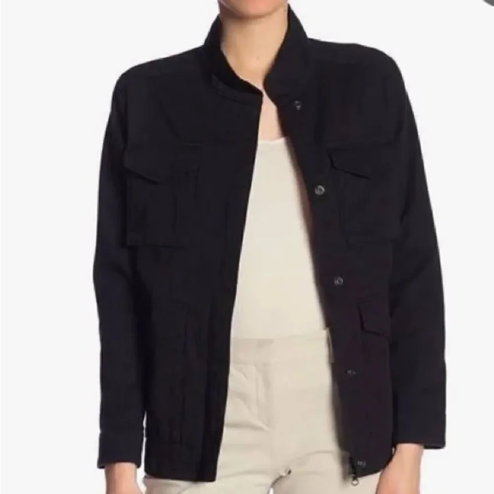 Vince military style jacket, coat with zipper and snap front size small